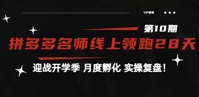 【副业3726】拼多多副业怎么做：《拼多多名师线上领跑28天-第10期》月度孵化实操复盘